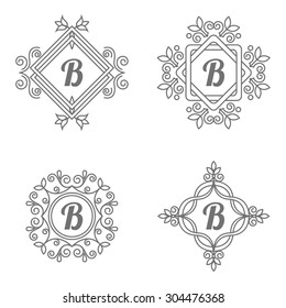 Set of elegant monogram designs. Letter B. Vector illustration.