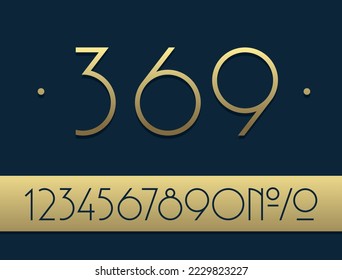 Set of elegant numbers. 1, 2, 3, 4, 5, 6, 7, 8, 9, 10, logo design. Set of house numbers.