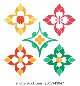 A set of elegant ornamental floral elements perfect for enhancing your digital designs. These intricate vector illustrations add a touch of luxury and sophistication to any project.
