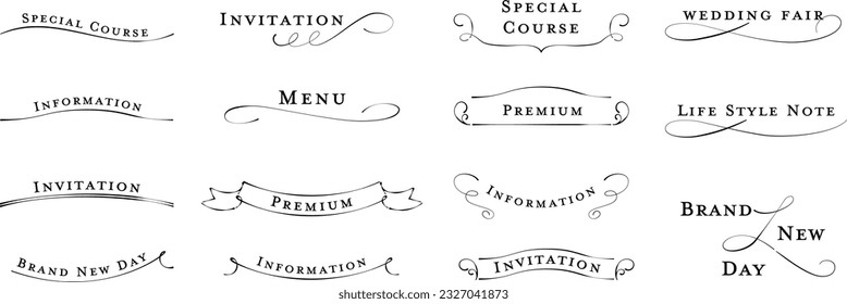 Set of elegant pen calligraphy lines