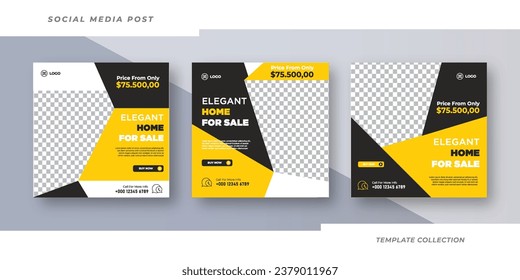 Set of elegant Real Estate Media Sosial Posting Template, Editable Posting Template Social Media Banner.