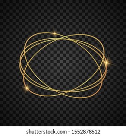 Set of Elegant Realistic Geometric golden luxury frame with light effects art deco style. Shining banner. Glowing vector illustration for, greetings holiday card, gift. Isolated magic sparkles element