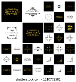 Set of Elegant retro flourish decor. Retro Vintage Insignias or Logotypes. Vector design elements, business signs, logos, identity, labels, badges and objects.