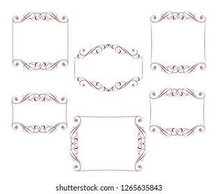 Set of elegant retro frames.Vector illustration.