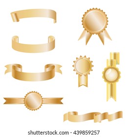 set of elegant ribbon banner illustration vector on white isolated background