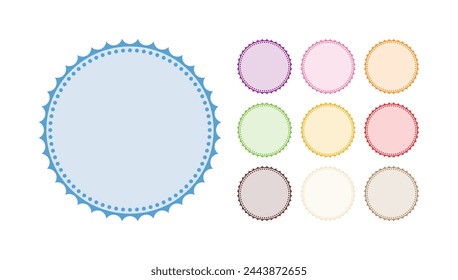 Set Of Elegant Round Classic Packaging Blank Sticker Plain Background Vector Design
