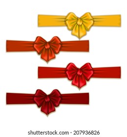 Set of elegant silk colored bows for design. Vector illustration EPS10.