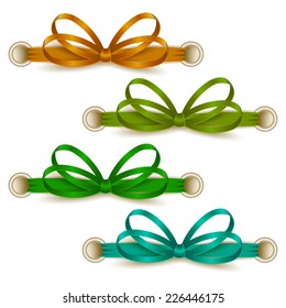 Set of elegant silk colored bows for design. Vector illustration EPS10. 