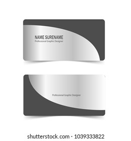 set of elegant silver and black business card template with rounded style vector