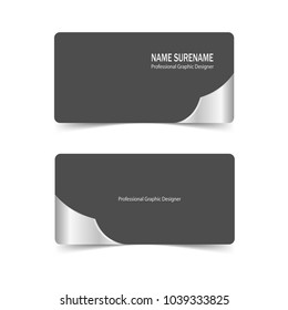 set of elegant silver and black business card template with rounded style vector