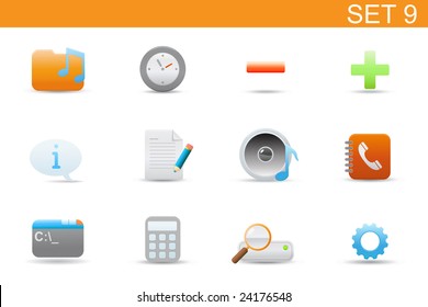 set of elegant simple icons for common computer and media devices functions. Set-9