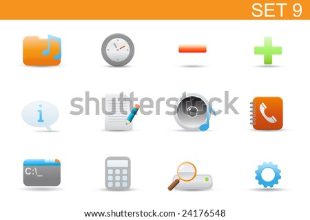 set of elegant simple icons for common computer and media devices functions. Set-9