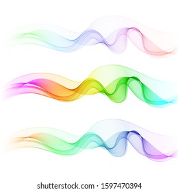 
Set of elegant smooth smoky waves on a white background.
