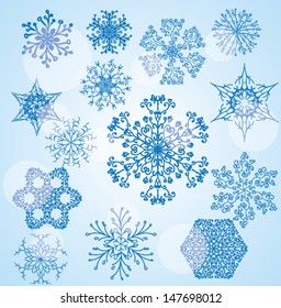 Set of elegant snowflakes for decoration