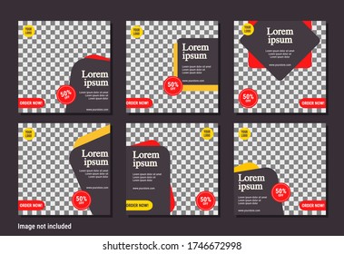 Set Elegant Social Media Carousel Post Template With Brown Abstract Geometrical Shape