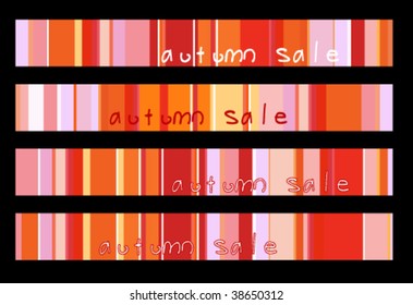 Set of elegant striped autumn themed sales banners