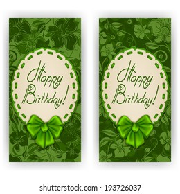 Set of elegant templates of luxury invitation, gift card with lace ornament, bow, place for text. Floral elements, ornate background. Vector illustration EPS10