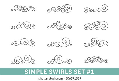 Set of elegant vector swirls. Cool design elements collection, good for page decoration. Antique dividers, frame elements, ornate scrolls.