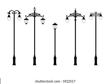 set of elegant victorian style street lamps in vector format