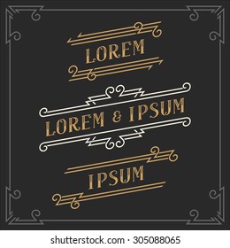 The set of elegant vintage emblems and logos templates. Graceful retro business sign, identity, label. Stock vector.