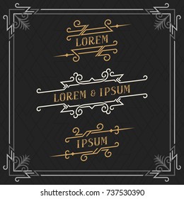 The set of elegant vintage emblems templates. Luxury retro business sign, identity, label. Art deco frames. Stock vector.