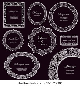 Set of elegant vintage frames with lace ornament