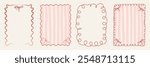 Set of  Elegant Vintage Frames with Laces and Bows for greeting cards, wedding and birthday party. Whimsical Borders in Coquette style. 