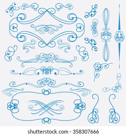 Set of Elegant Vintage Hand Drawn Swirls