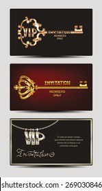 Set of  elegant  VIP cards with key