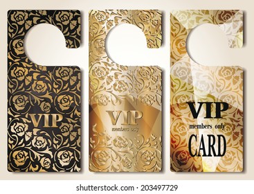 Set of  elegant VIP door tags with floral design