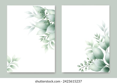 set of elegant watercolor wedding invitation card template
