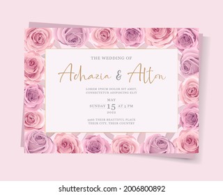 Set of elegant wedding card template with hand drawn floral decoration