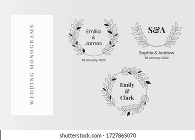 Set of Elegant Wedding Monograms, Initial Logo Creator