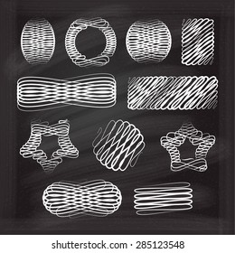 Set of elegant white flourishes for your design on the chalkboard.