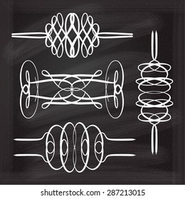 Set of elegant white flourishes for your design on the chalkboard.