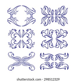 Set of elegant white flourishes for your design on the chalkboard.