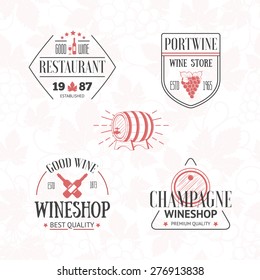 Set of elegant wine badges and labels. Vintage logos template for your design