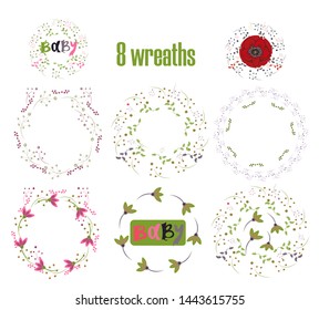 set of elegant wreaths. vector illustration. good for cards and banners