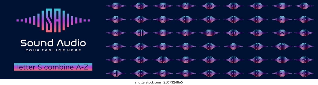 set of element audio combined letter S with A to Z and numbers from 1 to 9. vector illustration