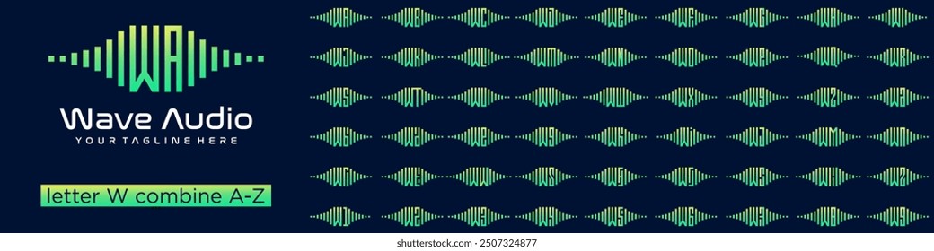 set of element audio combined letter W with A to Z and numbers from 1 to 9. vector illustration