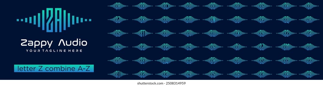 set of element audio combined letter Z with A to Z and numbers from 1 to 9. vector illustration