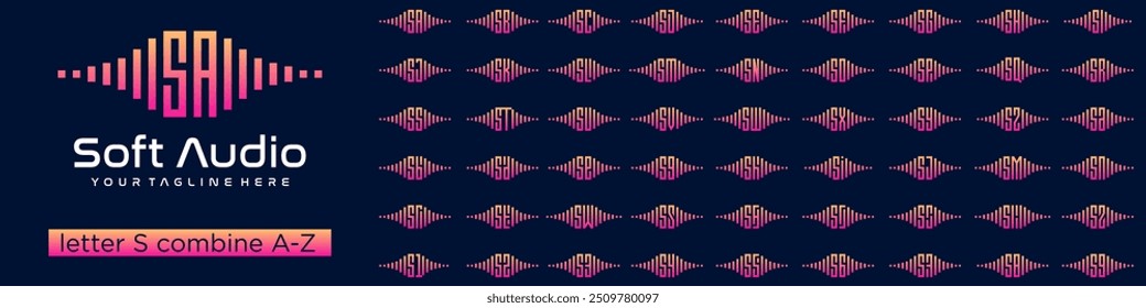 set of element audio combined letter S with A to Z and numbers from 1 to 9. vector illustration