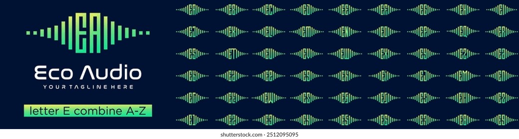 set of element audio combined letter E with A to Z and numbers from 1 to 9. vector illustration