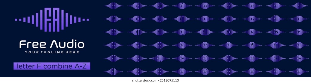 set of element audio combined letter F with A to Z and numbers from 1 to 9. vector illustration