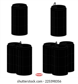 set of element of the design black tin can with ring pull isolated without some background vector