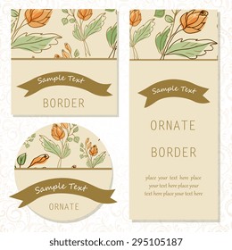 Set element for design, place for text.Illustration for wedding invitations, greeting cards.Set of invitations with floral background.