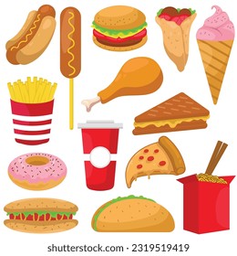 set of the element Fast food collection