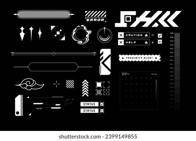 set element futuristic cyberpunk, hologram element