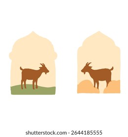 Set element goat and mosque design 