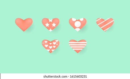 set element of heart. Used for Happy Women, Mother's Day, Valentine's Day, birthday banner templates, posters, calendars, and greeting cards.